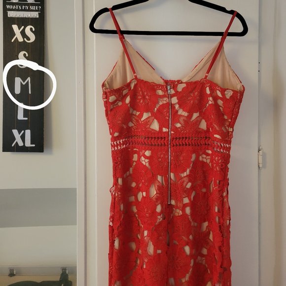 Red Lace floral dress (Just Me, Nordstrom) Size M - Picture 12 of 12